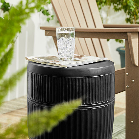 Glitzhome 18.5 MGO Black Textured Patio Garden Stool, One Size, Black