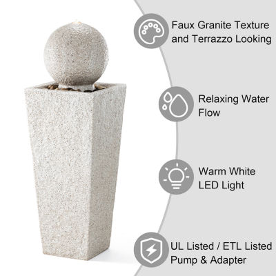 Glitzhome 40.25" Faux Terrazzo Resin Outdoor Fountain