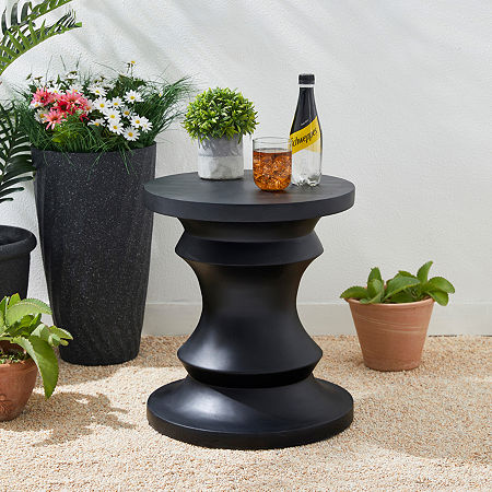 Glitzhome 18.25 MGO Black Pedestal Patio Garden Stool, One Size, Black