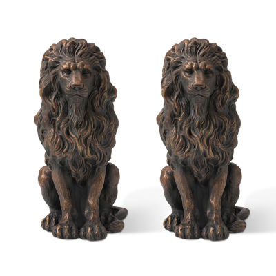 Glitzhome 2-pc. 20.5" MGO Lion Statue Figurine