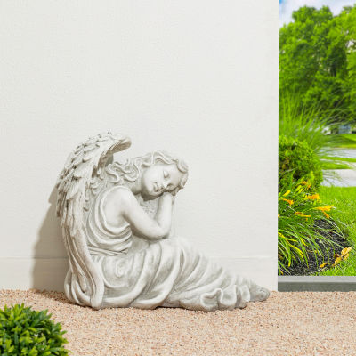 Glitzhome 15" MGO Sleeping Angel Garden Statue Outdoor Figurine