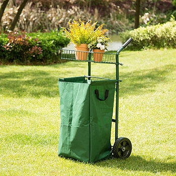 Glitzhome 40.5 Garden Cart With Leaf Trash Bag