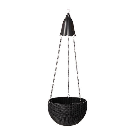 Glitzhome 30 Solar Lighted Hanging Planters, One Size, Black