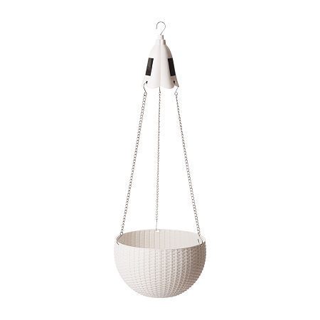 Glitzhome 30 Solar Lighted Hanging Planters, One Size, White