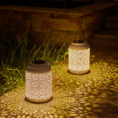 Glitzhome 2-pc. 8.75" Metal Solar Decorative Lantern