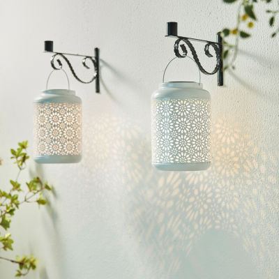 Glitzhome 2-pc. 8.75" Metal Solar Decorative Lantern