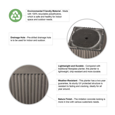 Glitzhome Set Of 2 Concrete Plastic Pot Planters