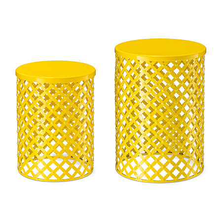 Glitzhome 2-pc. Patio Garden Metal Stool, One Size, Yellow