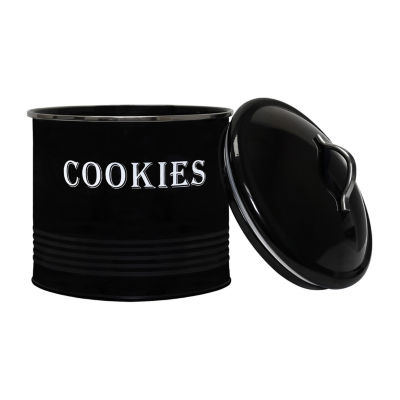 Blue Donuts Tin Black Cookie Jar Canister