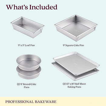 Arts Professional Baking 5 Piece Non Stick Silicone Bakeware Set Bundt  Square Loaf Pan + Mat