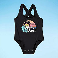 Outdoor Oasis Tank One Piece Baby Girl Baby Girls One Piece Swimsuit, 3-6 Months, Black