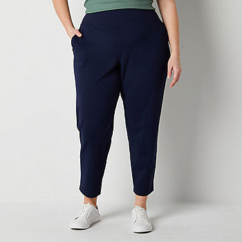 Stylus-Plus Womens High Rise Tapered Pull-On Pants, Color: Navy