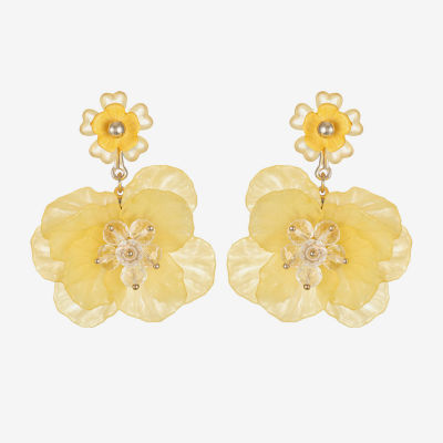 Bijoux Bar Gold Tone Flower Drop Earrings