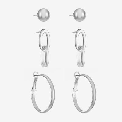 Liz Claiborne Stud, Drop And Hoop 3 Pair Earring Set