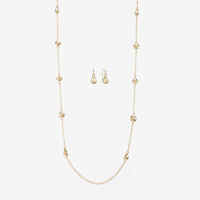 Liz Claiborne Station Necklace And Drop Earring Womens 2-pc. Jewelry Set