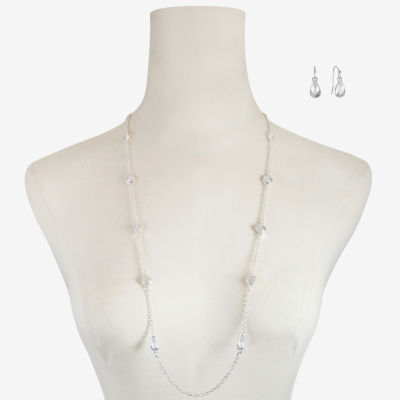 Liz Claiborne Station Necklace And Drop Earring Womens 2-pc. Jewelry Set