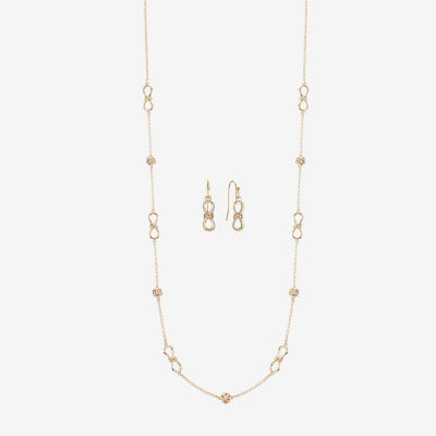 Liz Claiborne Station Necklace And Drop Earring Womens 2-pc. Jewelry Set