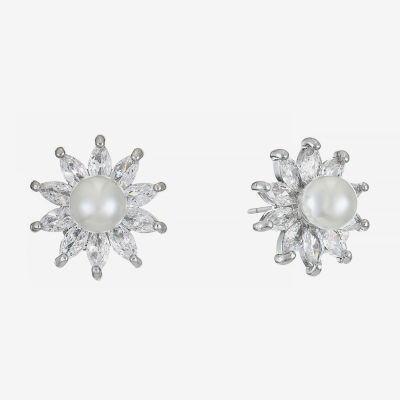 Monet Jewelry Silver Tone Simulated Pearl 12mm Stud Earrings