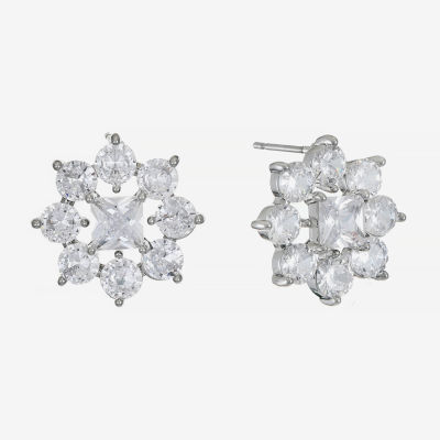 Monet Jewelry Silver Tone Cubic Zirconia 17mm Stud Earrings