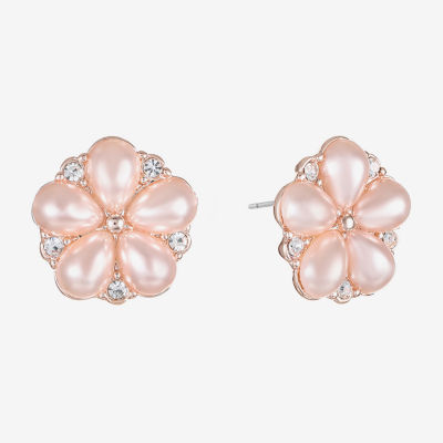 Monet Jewelry Simulated Pearl 19mm Flower Stud Earrings