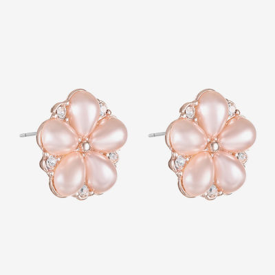 Monet Jewelry Simulated Pearl 19mm Flower Stud Earrings