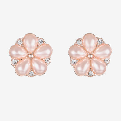 Monet Jewelry Simulated Pearl 19mm Flower Stud Earrings