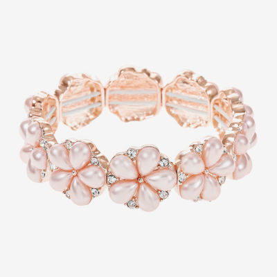 Monet Jewelry Simulated Pearl Flower Stretch Bracelet