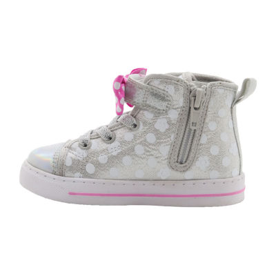 Minne girl （2023） Disney Minnie High Top Girls Round Closed Toe Slip-On Shoe, Color