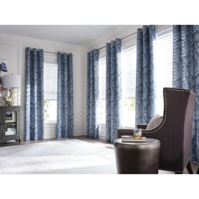 Broadhaven Geneva Print Blackout Grommet Top Single Curtain Panel