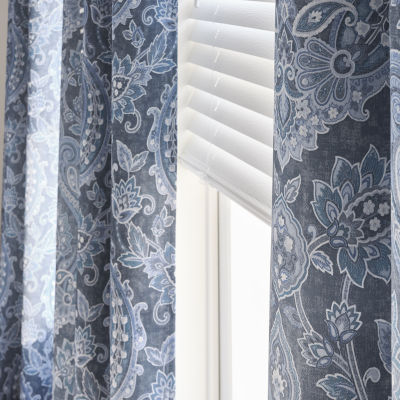 Broadhaven Geneva Print Blackout Grommet Top Single Curtain Panel