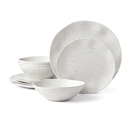 Oneida Terrazzo 12-pc. Melamine Dinnerware Set, One Size, White