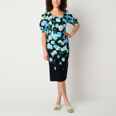 Melonie T Short Sleeve Midi Sheath Dress