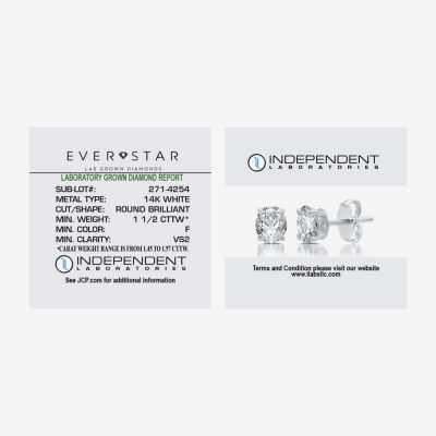 Everstar (G / Vs2) 1 1/2 CT. T.W. Lab Grown White Diamond 14K Gold 5.8mm Stud Earrings