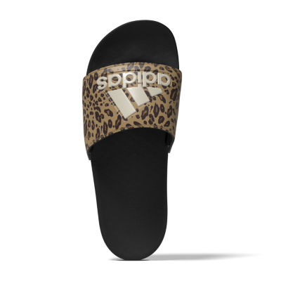 adidas Womens Adilette Comfort Slide Sandals, Color: Black Leopard