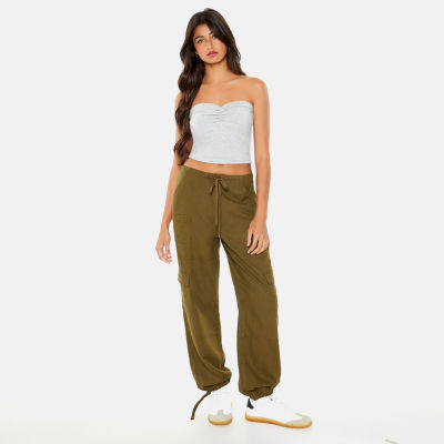 Forever 21 Straight Fit Twill Womens Mid Rise Cuffed Cargo Pant-Juniors