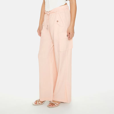 Forever 21 Nylon Womens High Rise Wide Leg Cargo Pant-Juniors