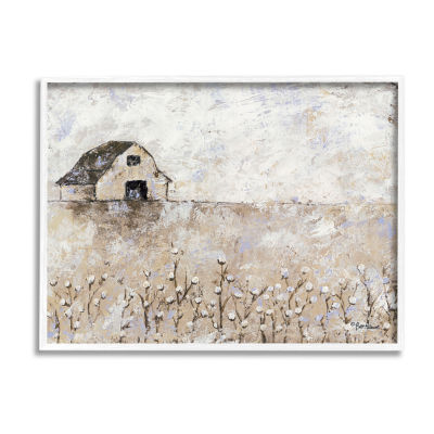 Stupell Industries White Barn Distressed Landscape Print
