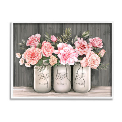 Stupell Industries Blossoming Pink Rose Bouquets Framed Print