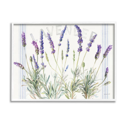 Stupell Industries Lavender Floral Bistro Stripes Print
