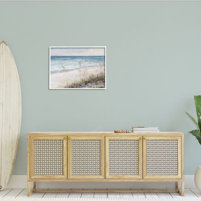 Stupell Industries Traditional Beach Coast Line Framed Print