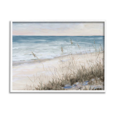 Stupell Industries Traditional Beach Coast Line Framed Print