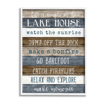 Stupell Industries Life Is Simple Lake House List Framed Print