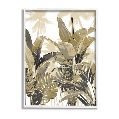 Stupell Industries Tropical Layered Summer Palms Framed Print