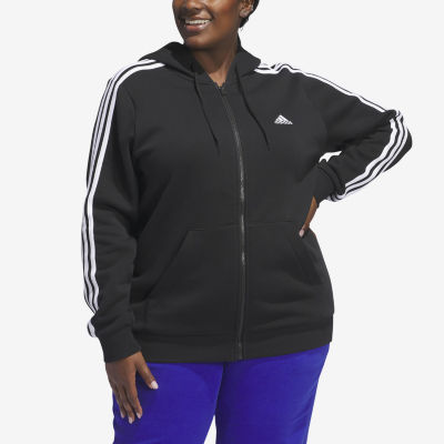 adidas Essentials Fleece 3 Stripes Full Zip Hoodie (Plus Size)