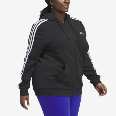 adidas Essentials Fleece 3 Stripes Full Zip Hoodie (Plus Size)