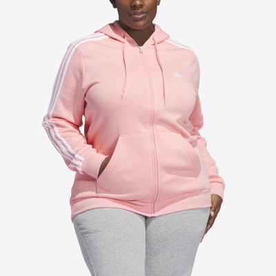 adidas Essentials 3 Stripes Full Zip Fleece Hoodie (Plus Size)