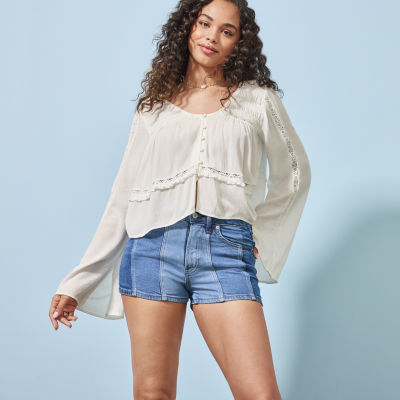 Arizona Womens High Rise Denim Short-Juniors