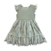 Lilt Little & Big Kid Girls Short Sleeve Ruffled A-Line Dress, Color: Sage  - JCPenney