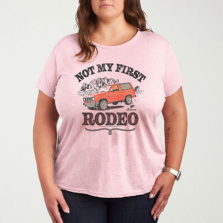 Not My First Rodeo 1983 Bronco Womens Plus Crew Neck Short Sleeve T-Shirt, 2x, Pink