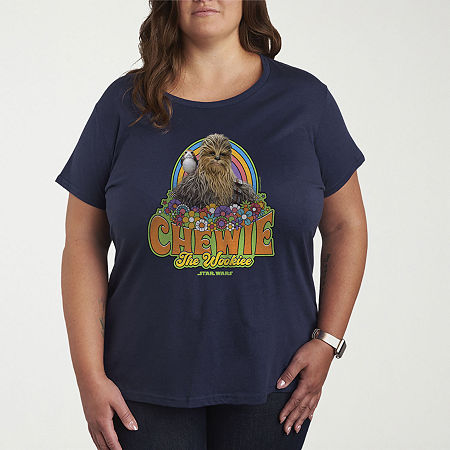 Retro Chewie Womens Plus Crew Neck Short Sleeve Star Wars T-Shirt, 4x, Beige